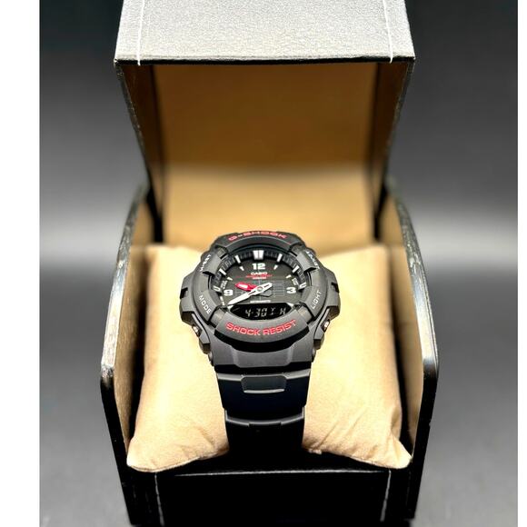 Casio G-Shock G100-1BV Analog Digital Black Red 200M Men\'s Watch New main image 8